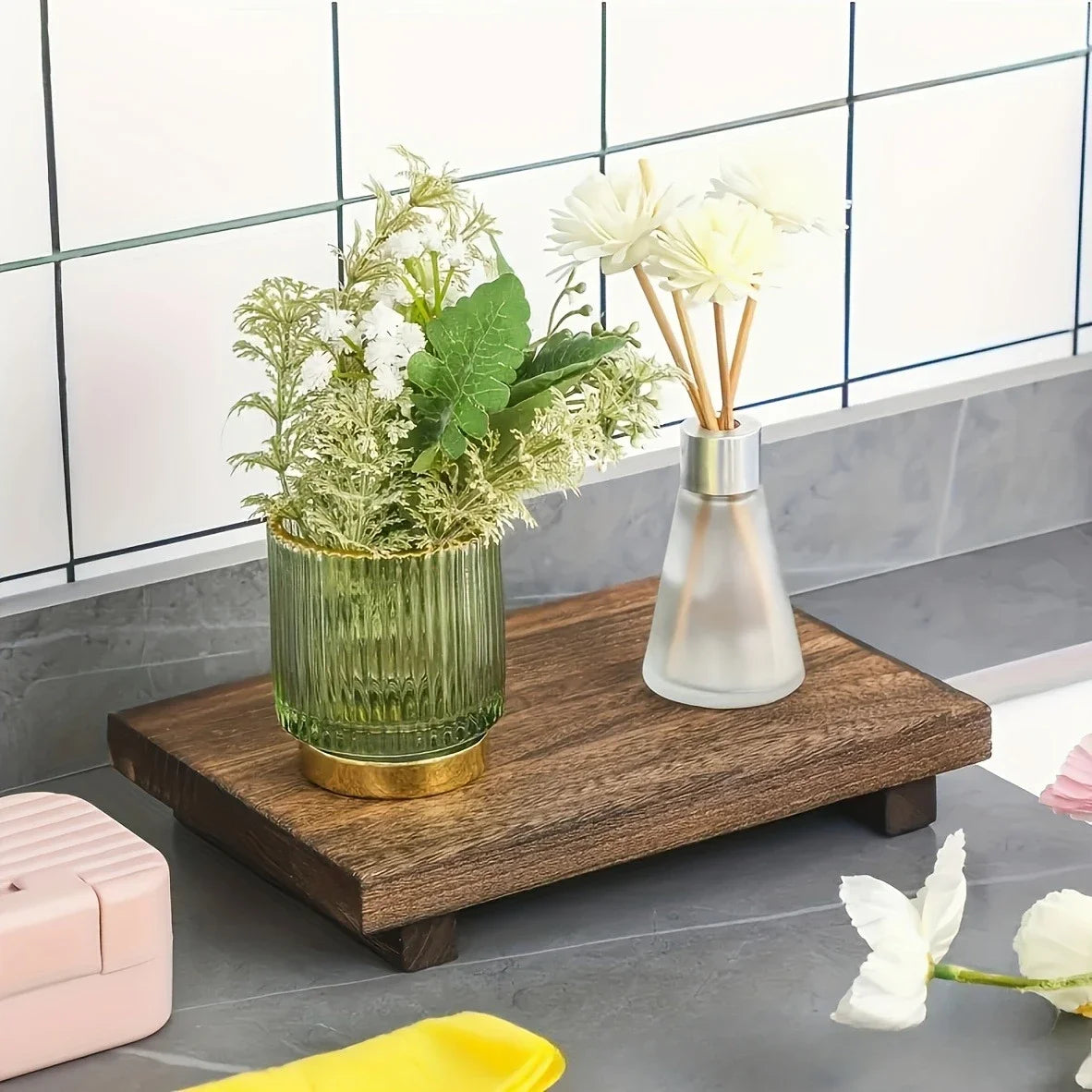 Holz Sockel Tablett „Elevate Wood“