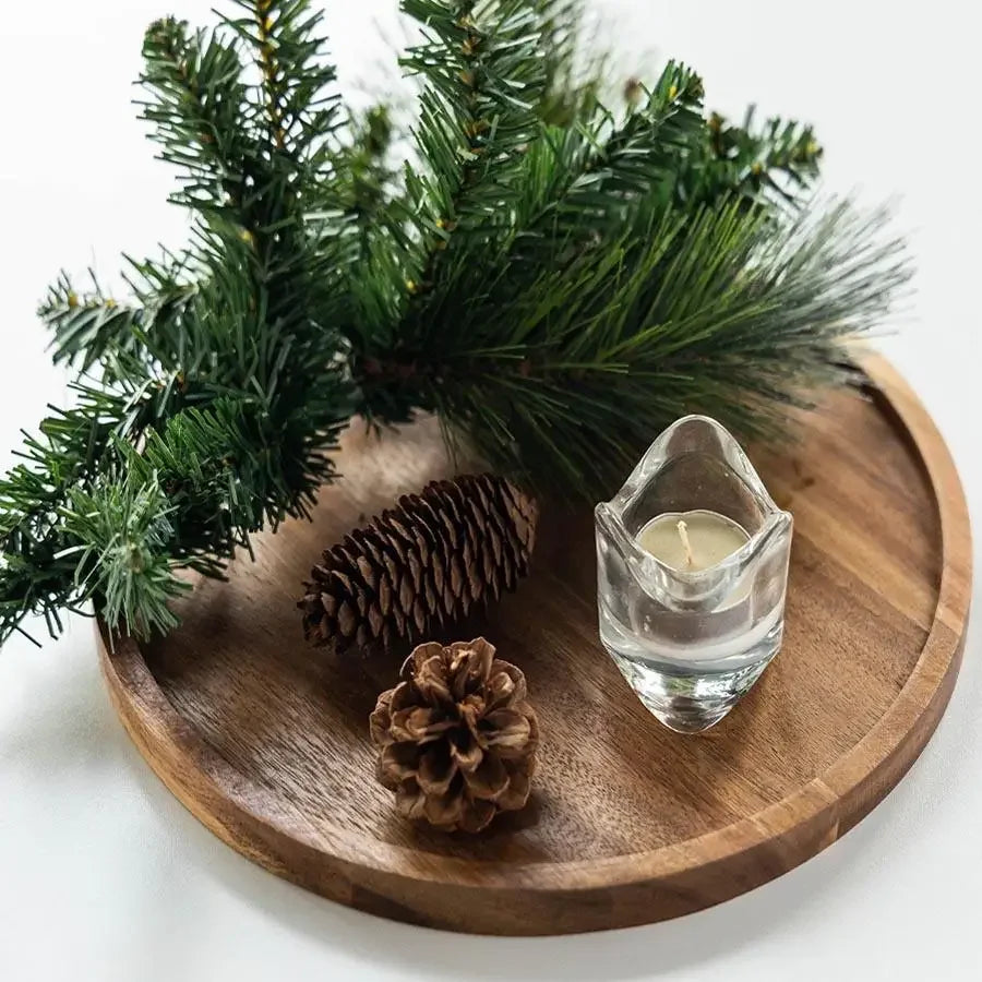Rundes Walnuss Tablett „Rustic Circle“