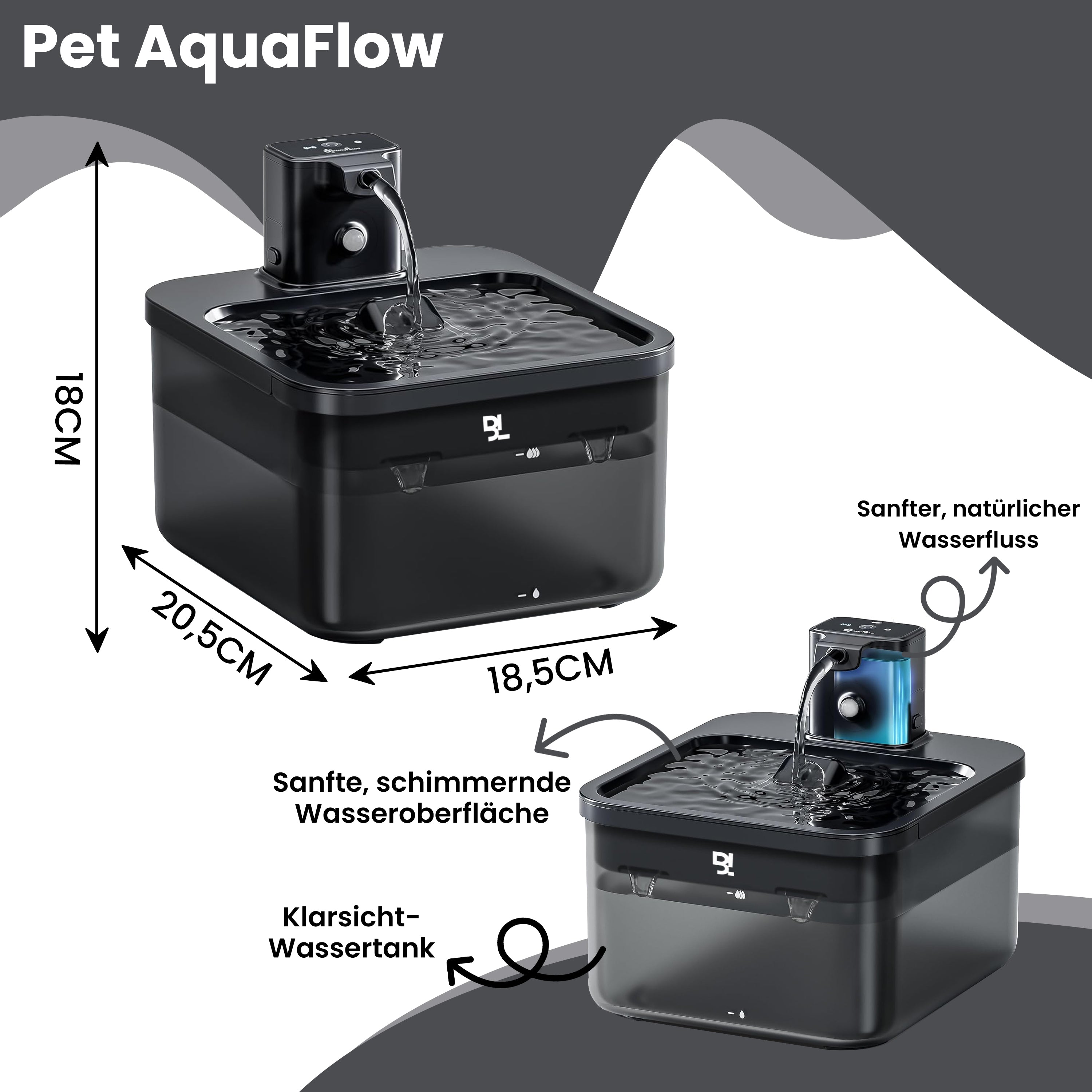 DownyPaws 2.5L Wireless Cat Water Fountain Battery Operated Automatic Pet Water Fountain with Motion Sensor Dog Water Dispenser