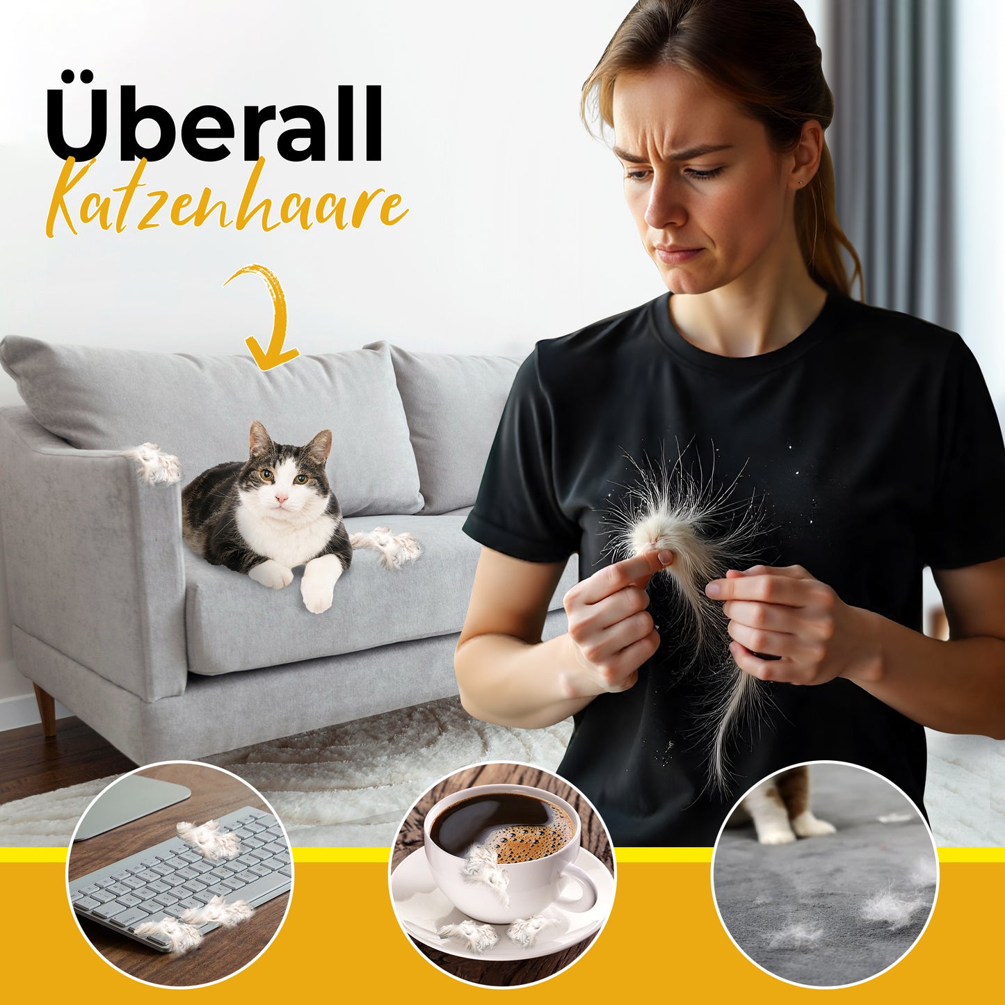 Fluffinator – Selbstreinigende Katzenbürste für weniger Haare