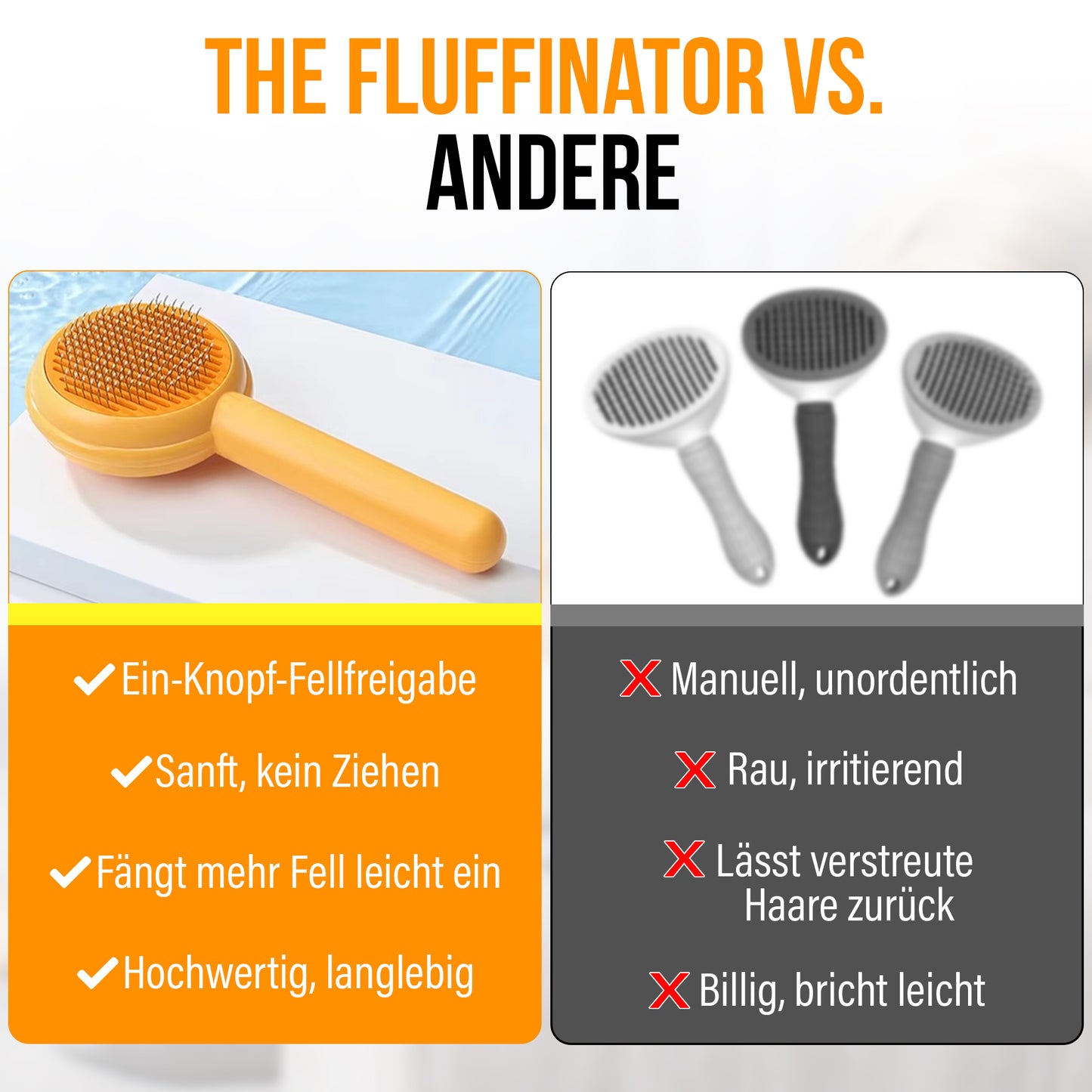 Fluffinator – Selbstreinigende Katzenbürste für weniger Haare