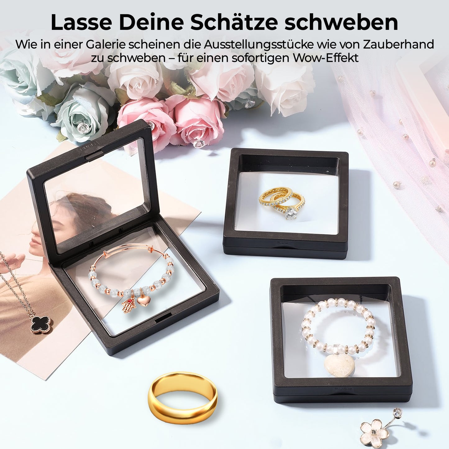 AirDisplay – 3D Floating Vitrine im praktischen 10er-Set