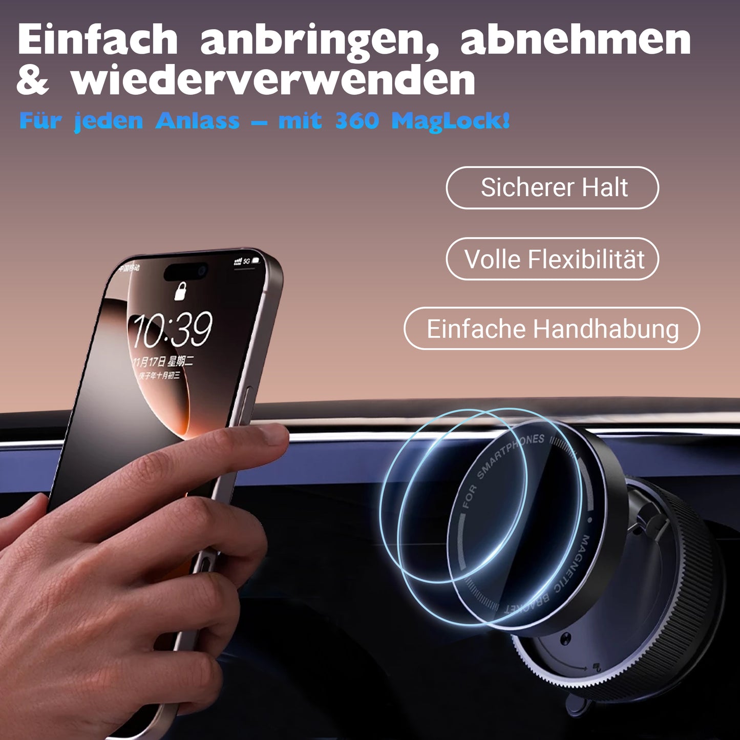 Mac 360 Mac Lock Pro – Magnetische Handyhalterung mit Saugnapf