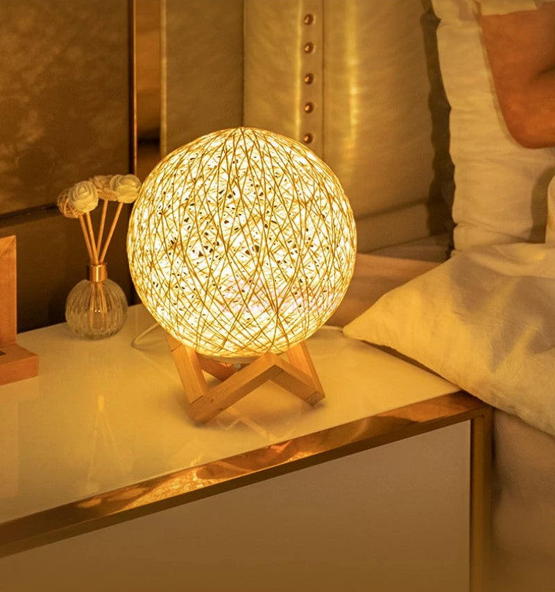 Golden Orbit™ Rattan Light Sphere