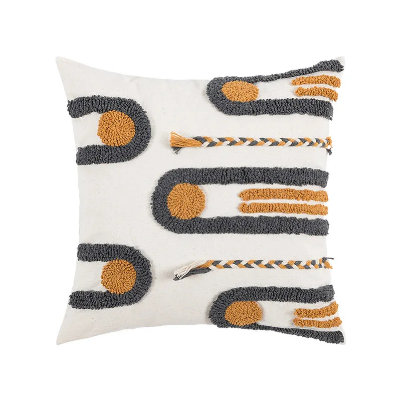 Boho Stickerei Kissenbezug 45x45 cm – Geometrisch