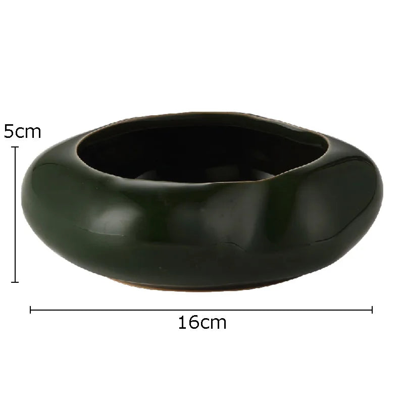 Base Bowl Keramikvase Ausführung Deep Olive, glatte grüne Keramik