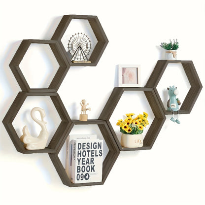 Hexagon Wandregal „Honeycomb Wood“