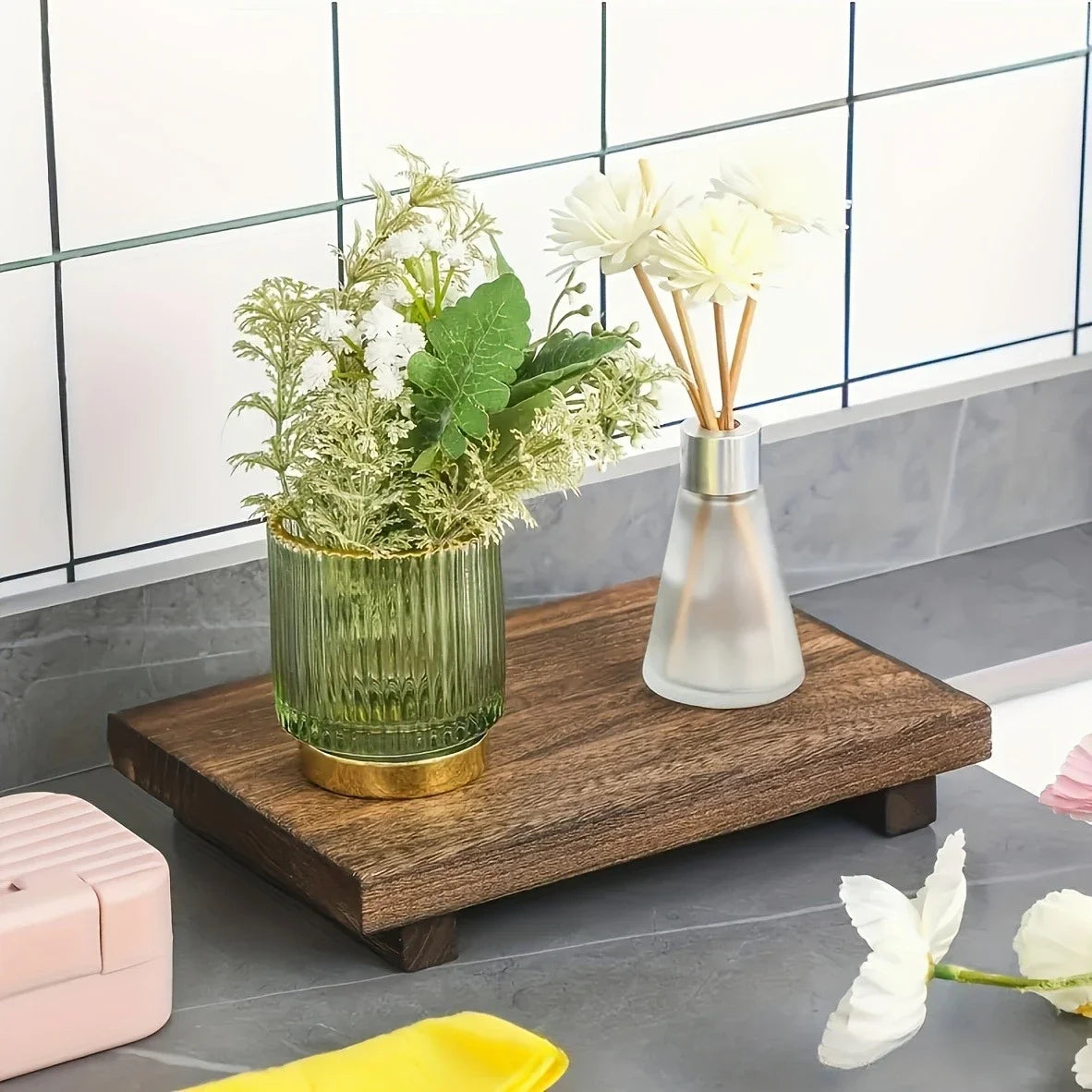 Holz Sockel Tablett „Elevate Wood“
