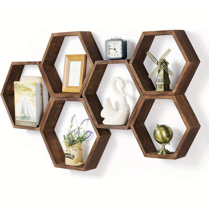 Hexagon Wandregal „Honeycomb Wood“
