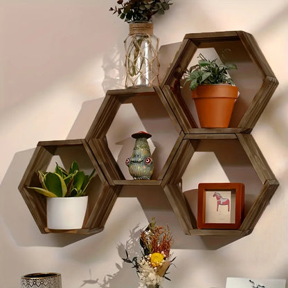Hexagon Wandregal „Honeycomb Wood“