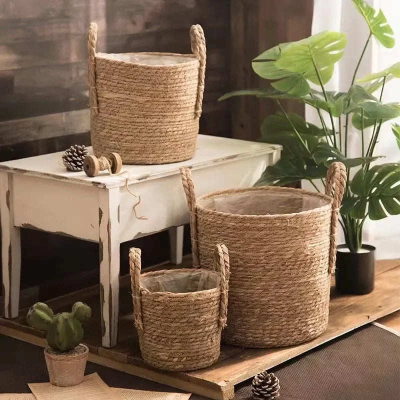 Natur Pflanzenkorb „Boho Weave“