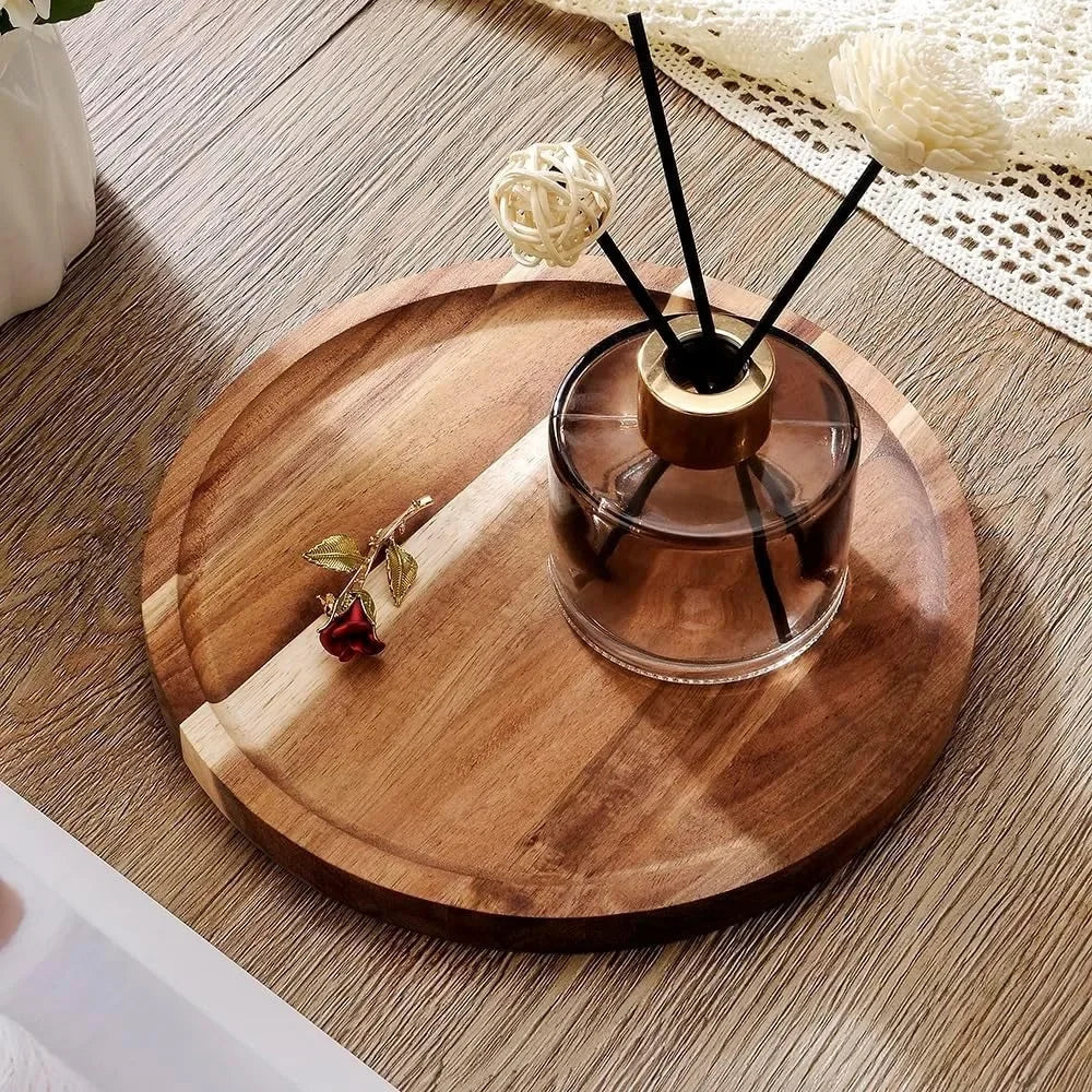 Rundes Walnuss Tablett „Rustic Circle“