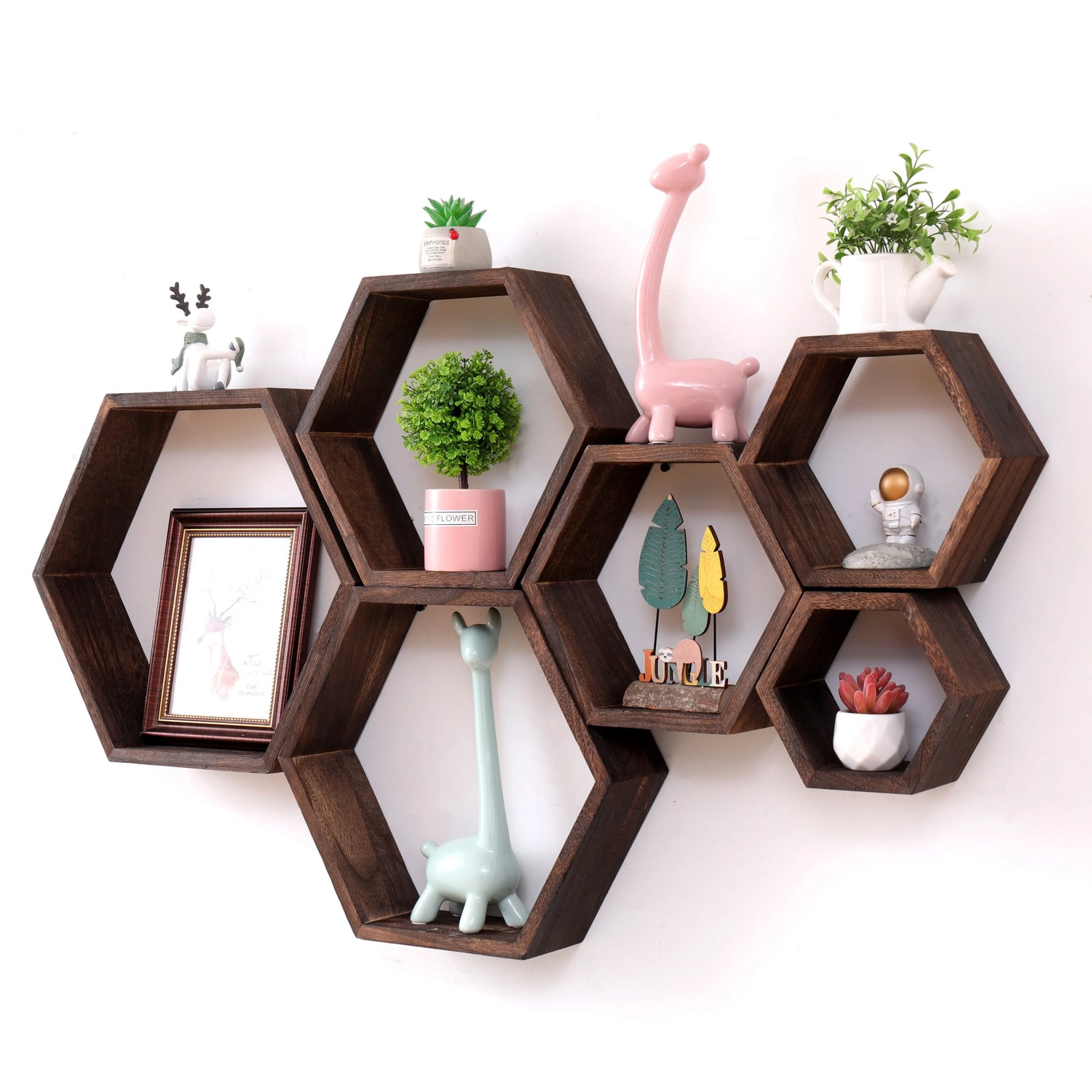 Hexagon Wandregal „Honeycomb Wood“