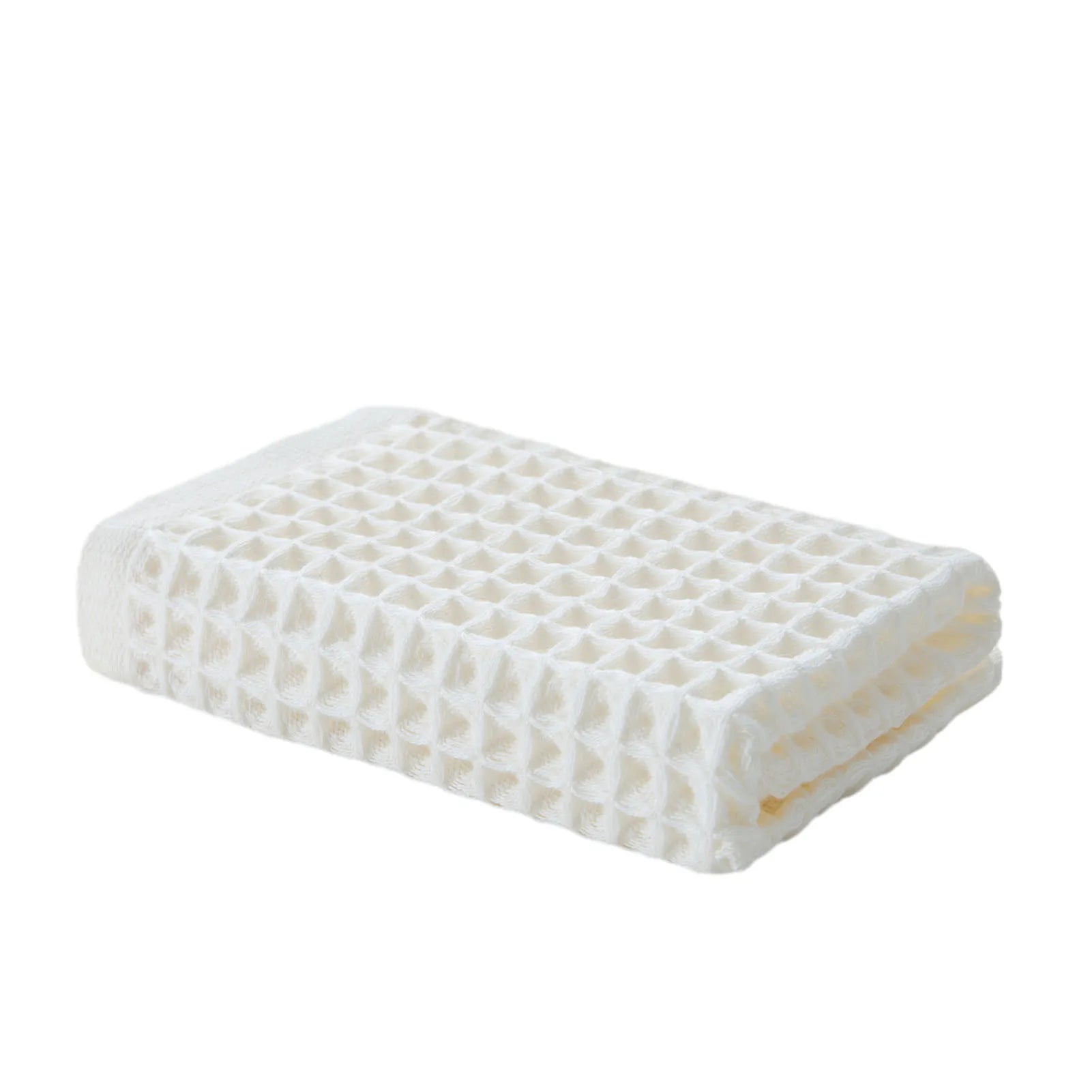 Minimalistisches Waffel-Handtuch aus Baumwolle in Pure White