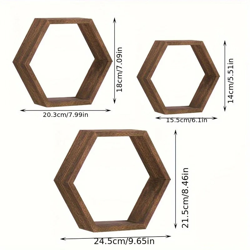Hexagon Wandregal „Honeycomb Wood“