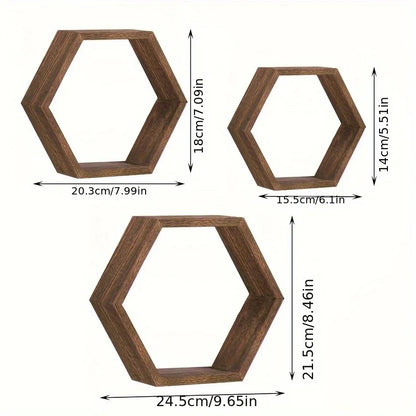 Hexagon Wandregal „Honeycomb Wood“