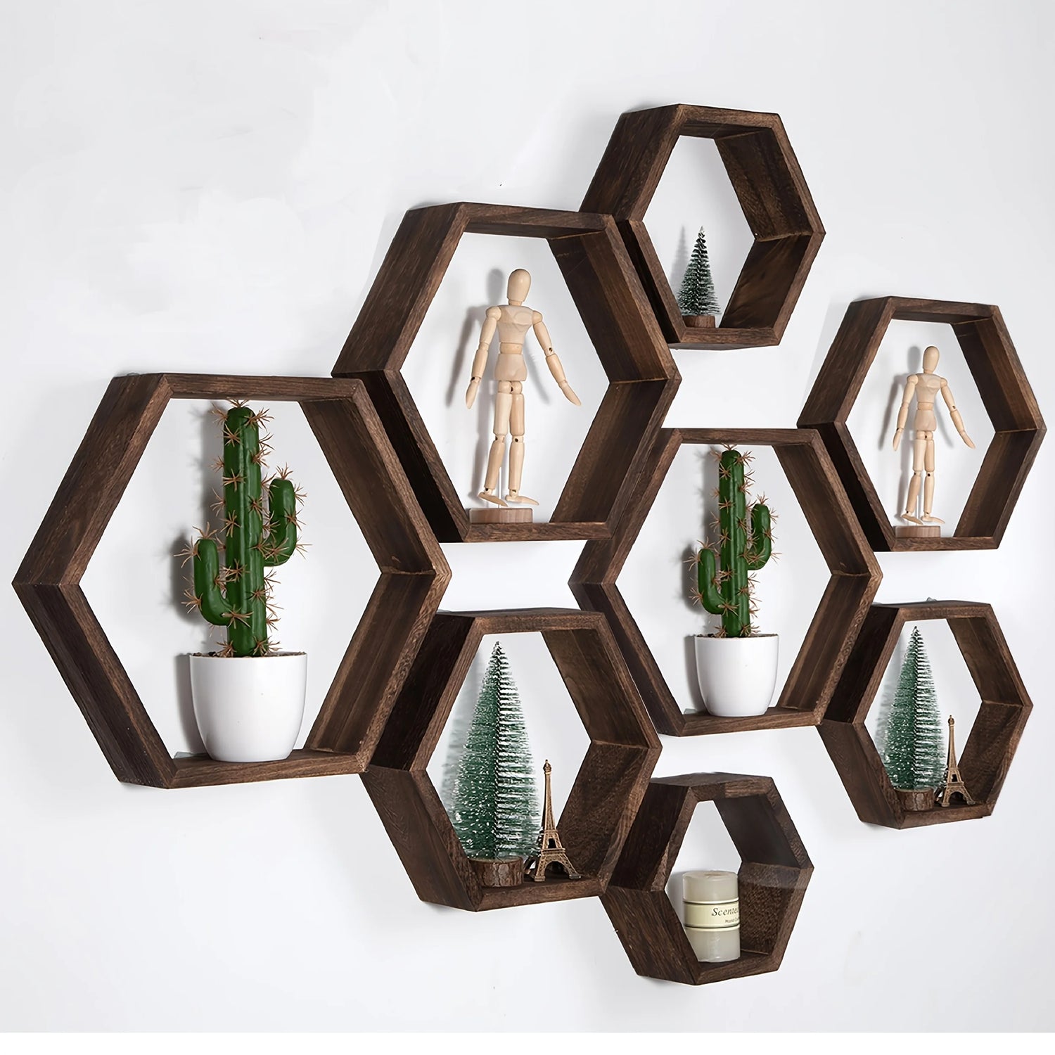 Hexagon Wandregal „Honeycomb Wood“
