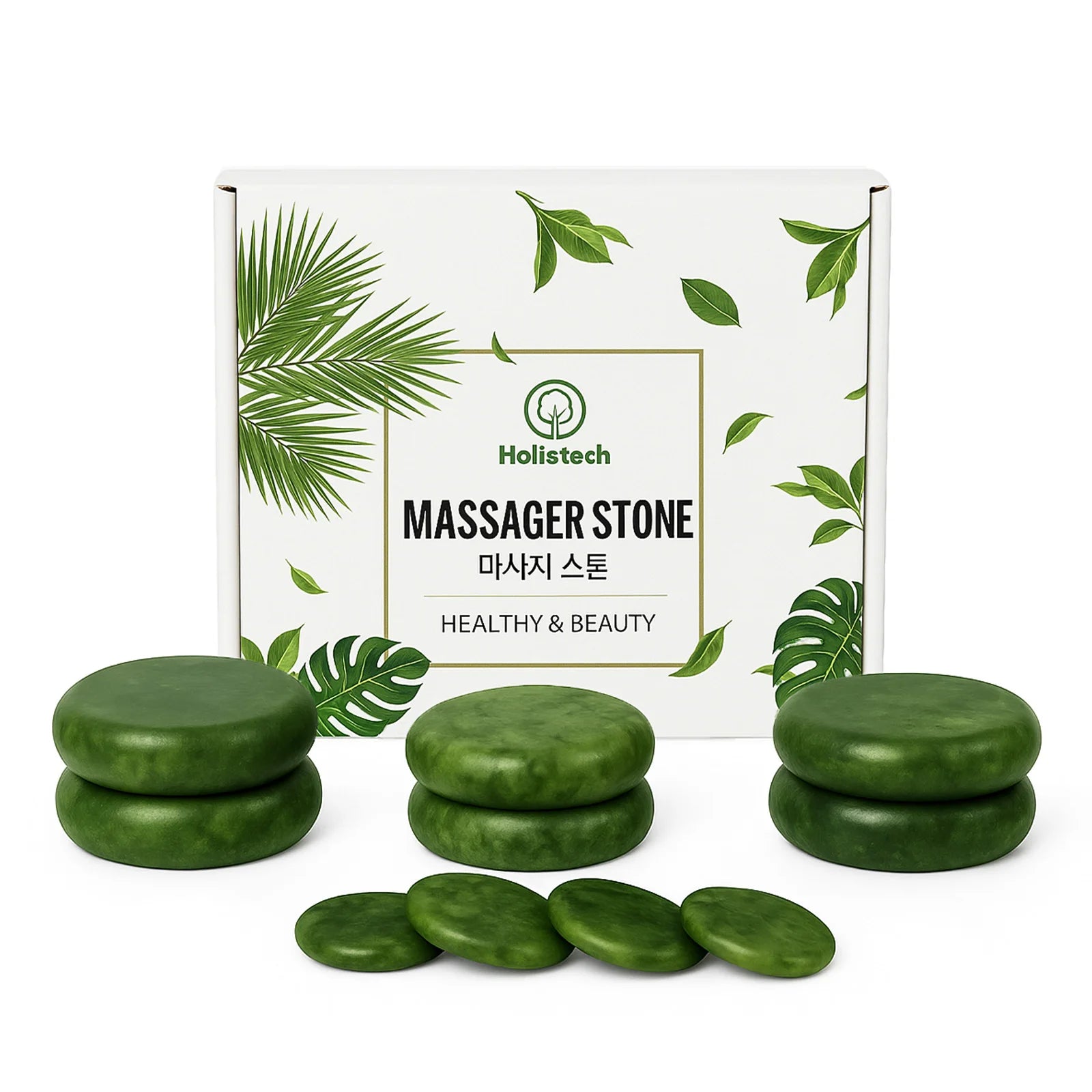 Sento Keramik-Massage-Heizsteine in natürlicher olivgrüner Farbe dargestellt