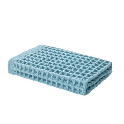 Quadratisches Waffel-Handtuch aus Baumwolle in Muted Blue