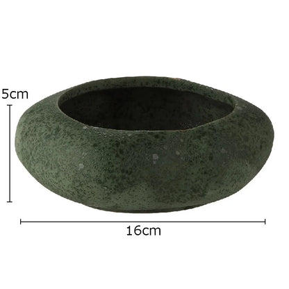 Base Bowl Keramikvase Ausführung Moss Stone, grüne strukturierte Keramik