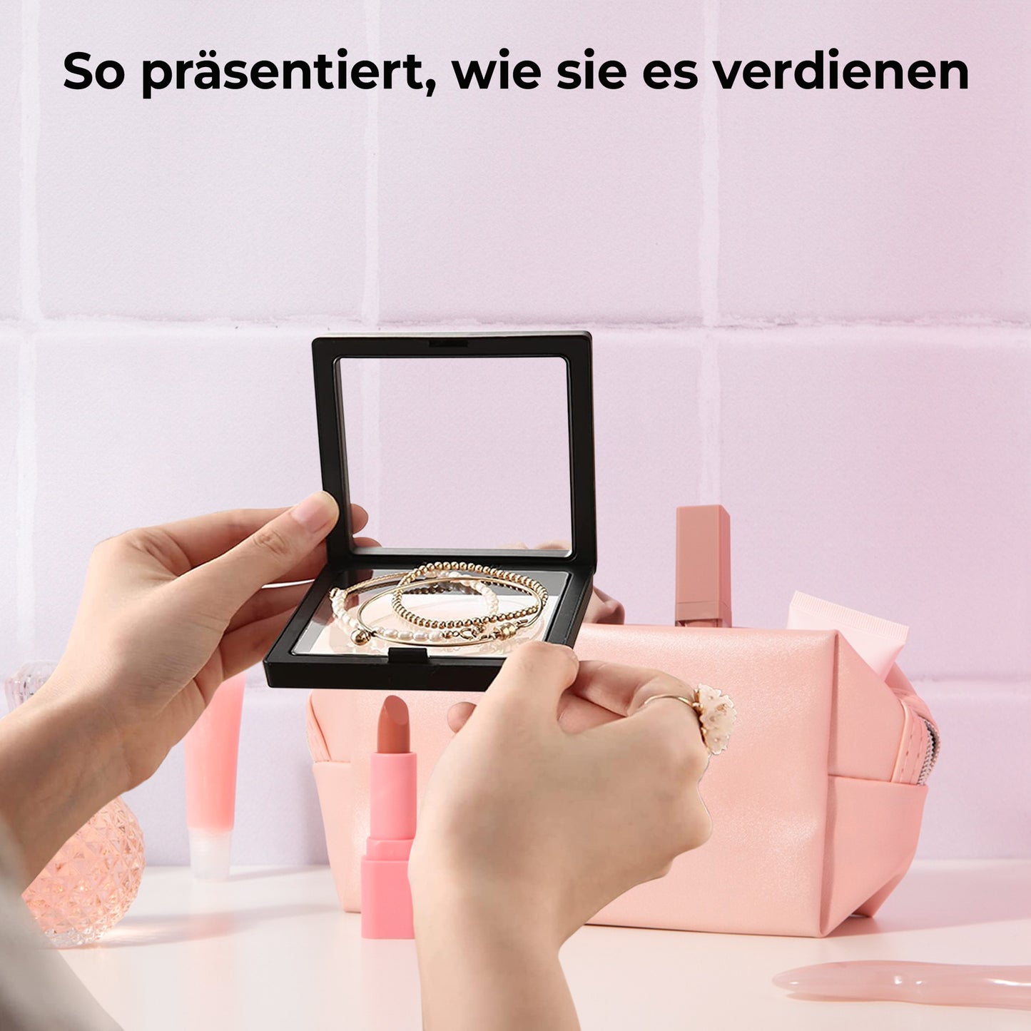 AirDisplay Vitrine mit Ring – schwebender 3D-Effekt