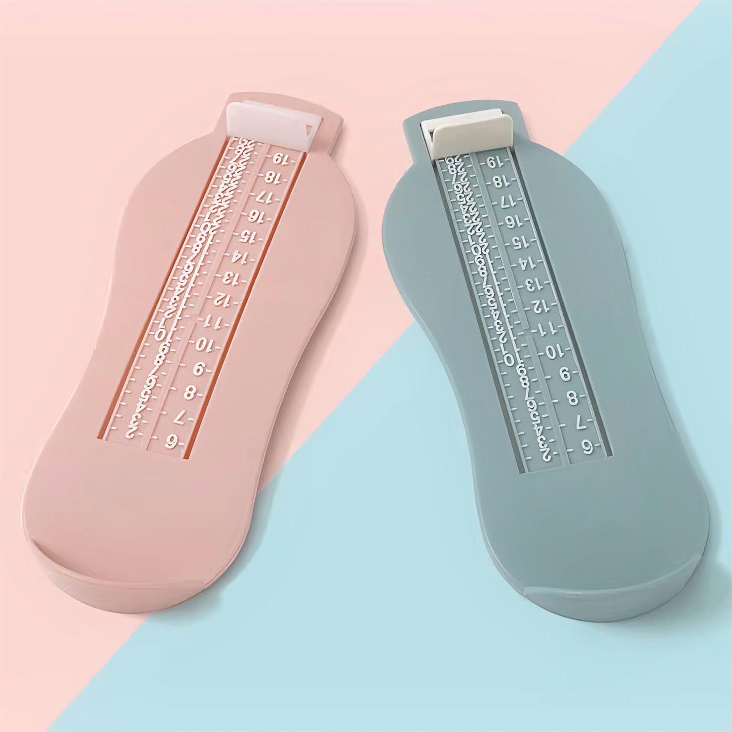 Baby Schuhgrößen Messgerät in mehreren Farben wie Grün und Rosa