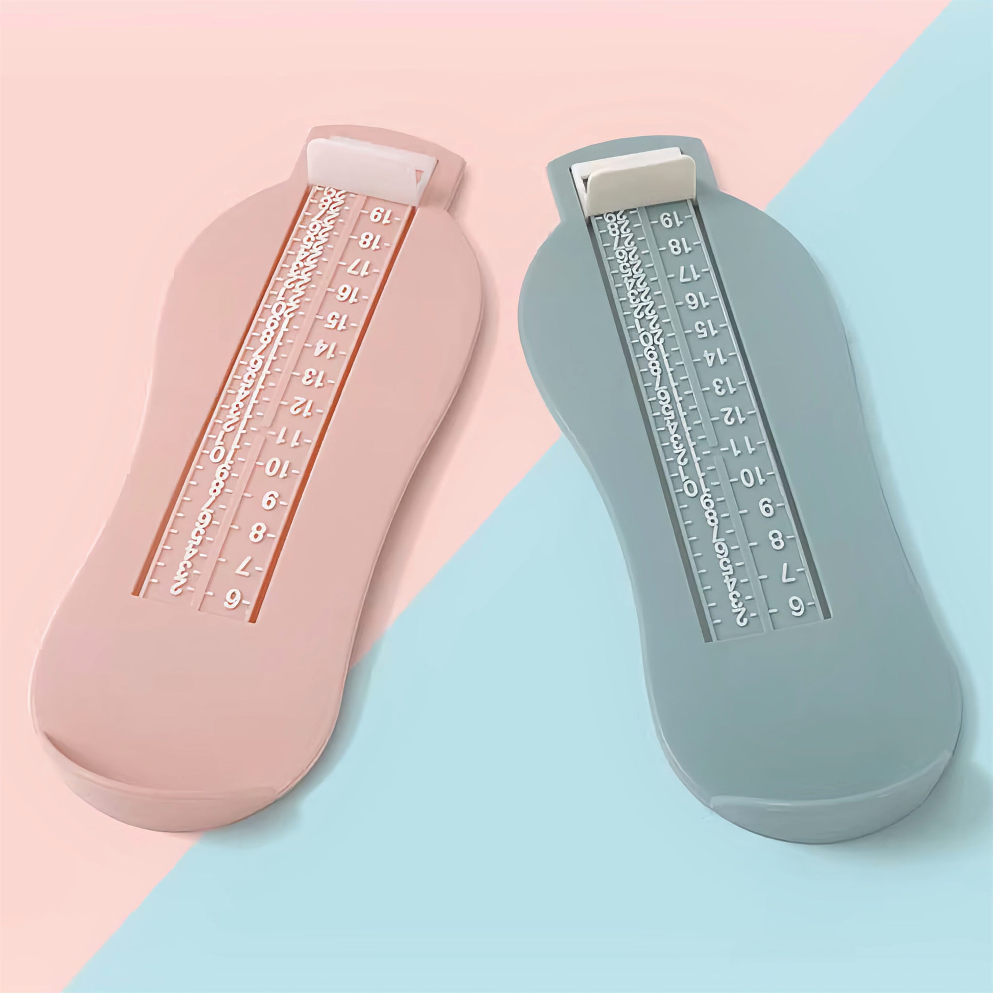 Baby Schuhgrößen Messgerät in mehreren Farben wie Grün und Rosa