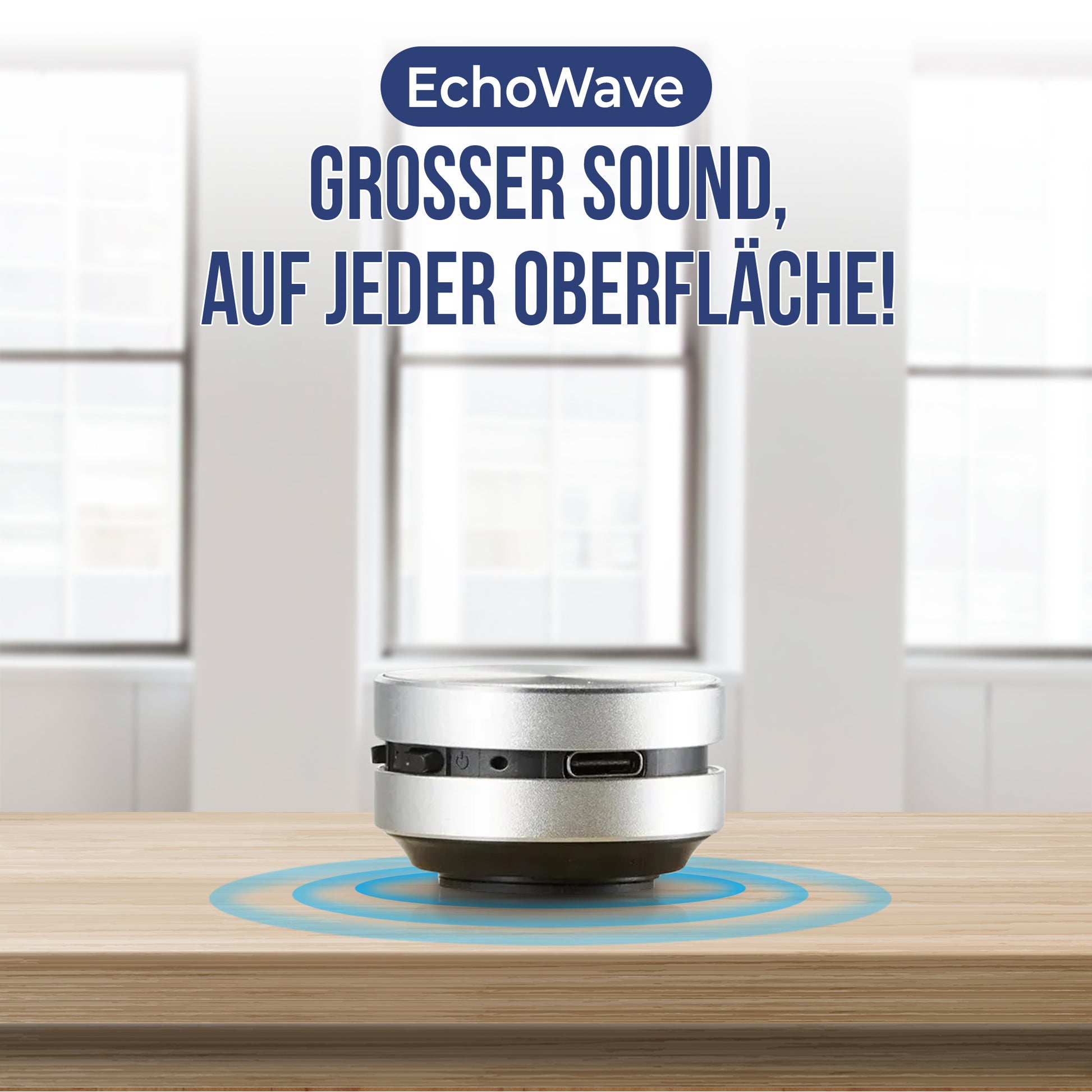 EchoWave Mini Lautsprecher mit Ladekabel und Zubehör