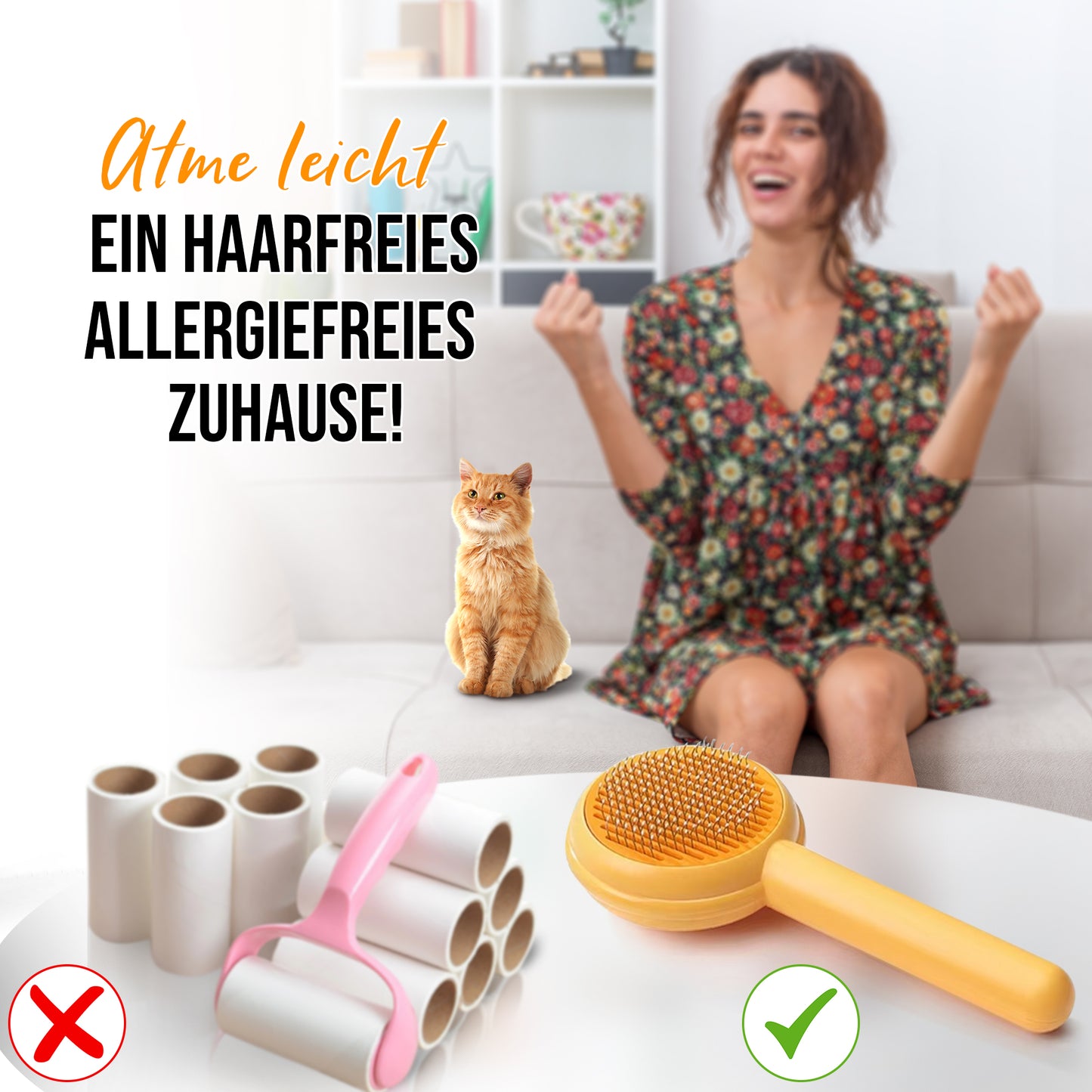 Detailaufnahme der sanften Borsten der Fluffinator Katzenbürste