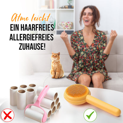 Detailaufnahme der sanften Borsten der Fluffinator Katzenbürste