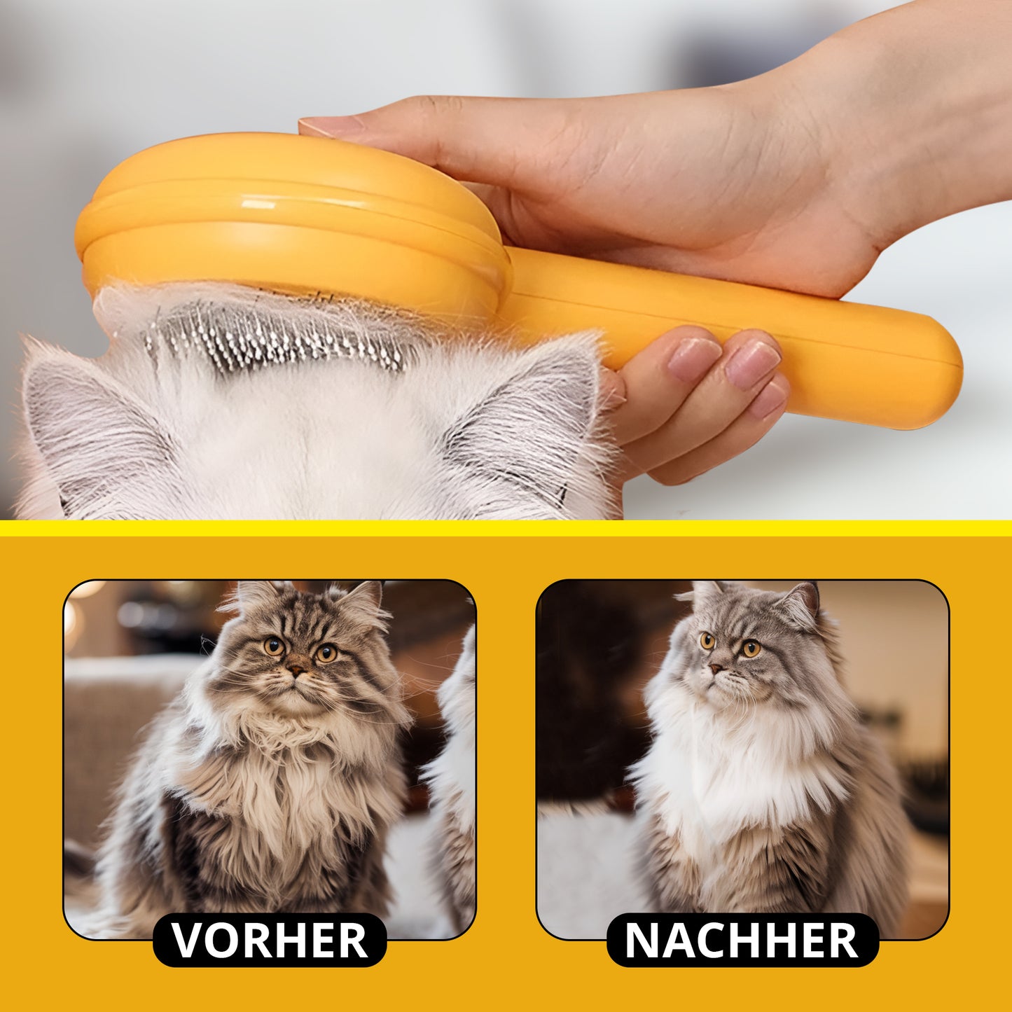 Katze genießt Fellpflege mit der Fluffinator Bürste