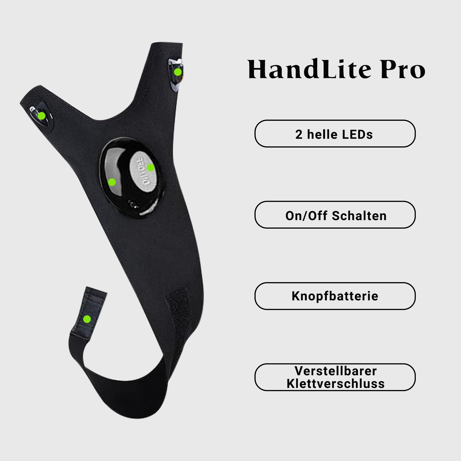 HandLite Pro LED Handschuh-Licht Vorderansicht