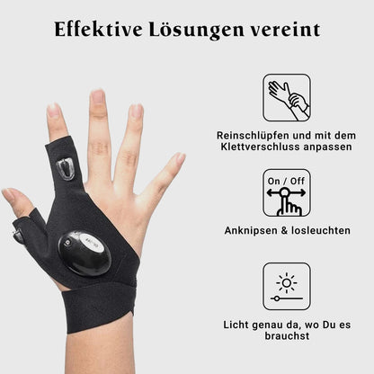 Detailaufnahme der LEDs am HandLite Pro Handschuh-Licht