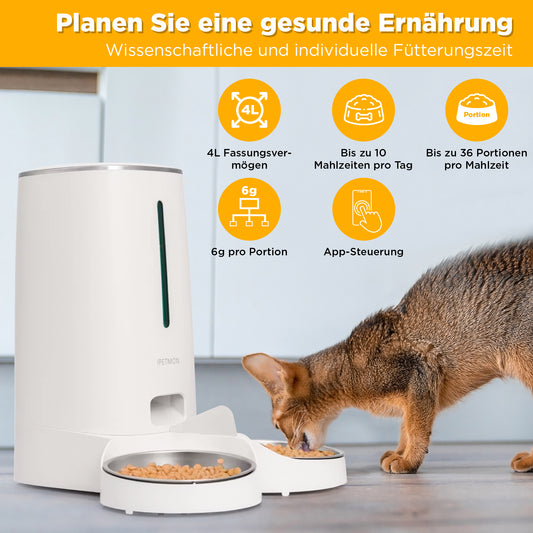 Abnehmbare Edelstahl-Näpfe des KittyChef Futterspenders zur einfachen Reinigung