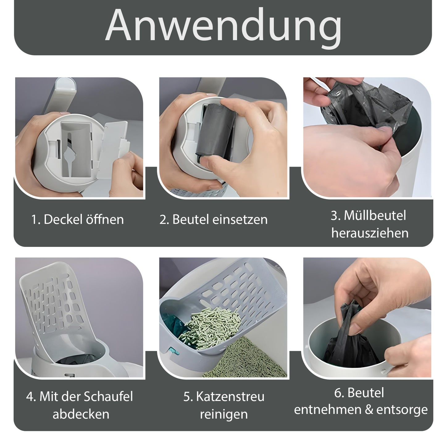 Hygienische Entsorgung ohne Berührung dank integriertem Behälter