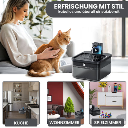 Pet AquaFlow kabelloser Haustierbrunnen mit USB-C Ladefunktion