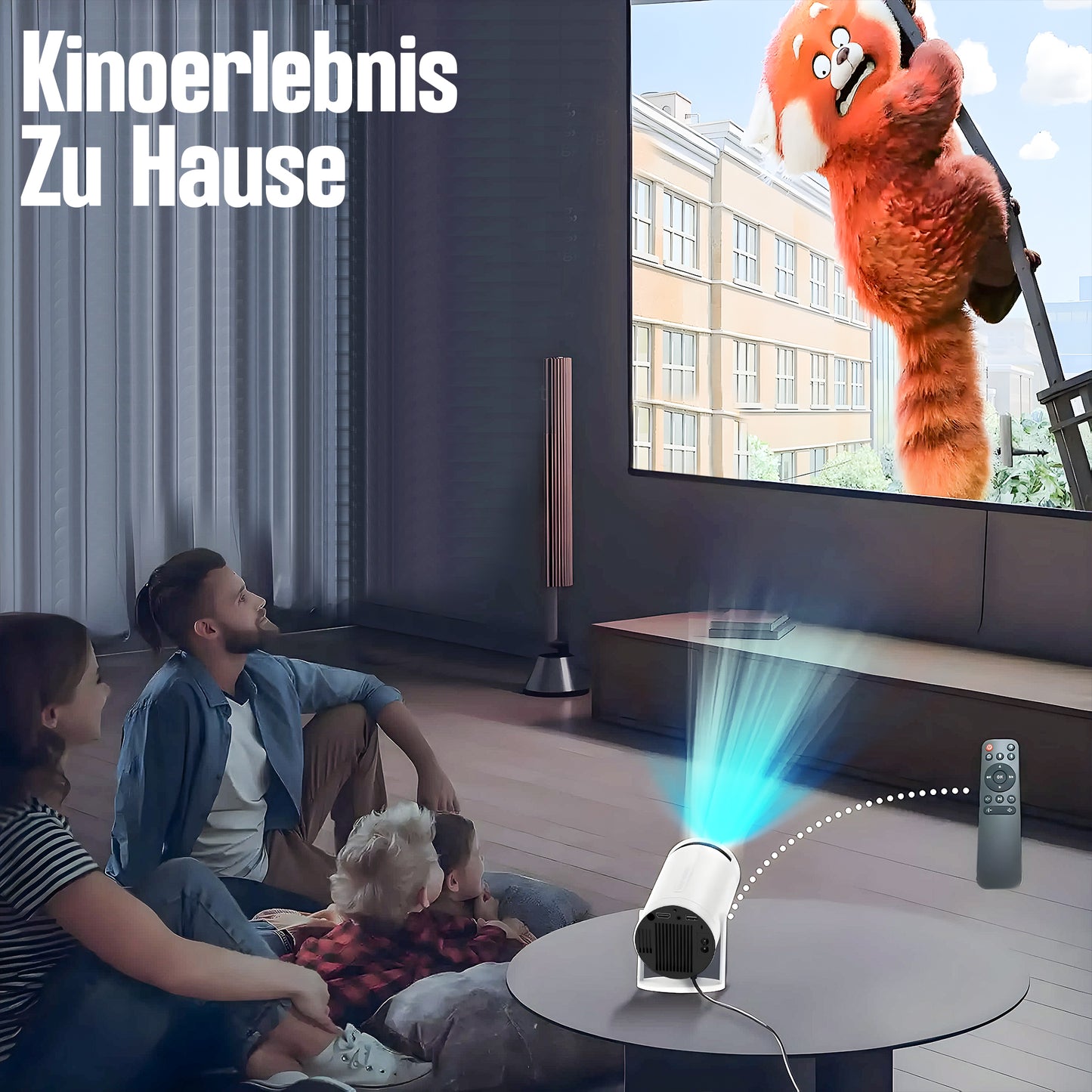 Vergleich kleines Smartphonescreen vs. große VisionX HD Projektion